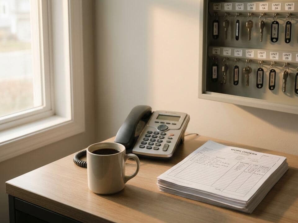 Morning triage: Overnight tenant calls answered, logged to the unit, and prioritized before you sit down.